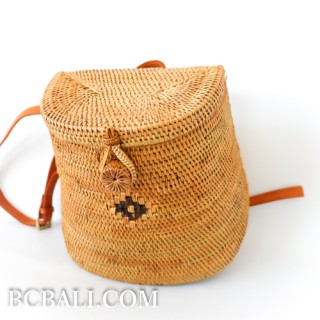 hand woven ata grass bags backpack double handle long leather